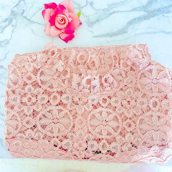 💕Beautiful Blush Pink Lace Midi Dress SZ M (8) - Picture 13 of 13